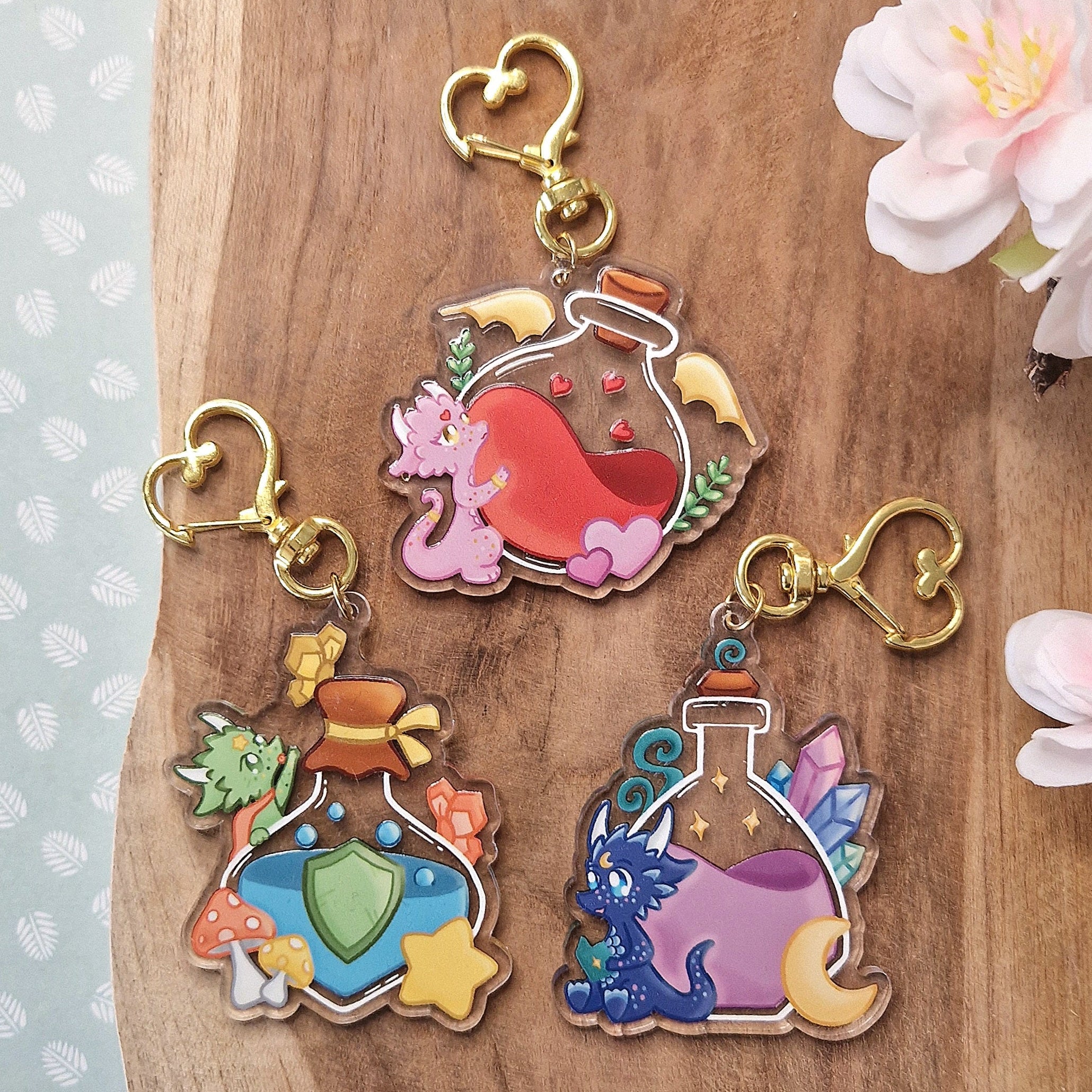 Moon Dragon Potion Keychain