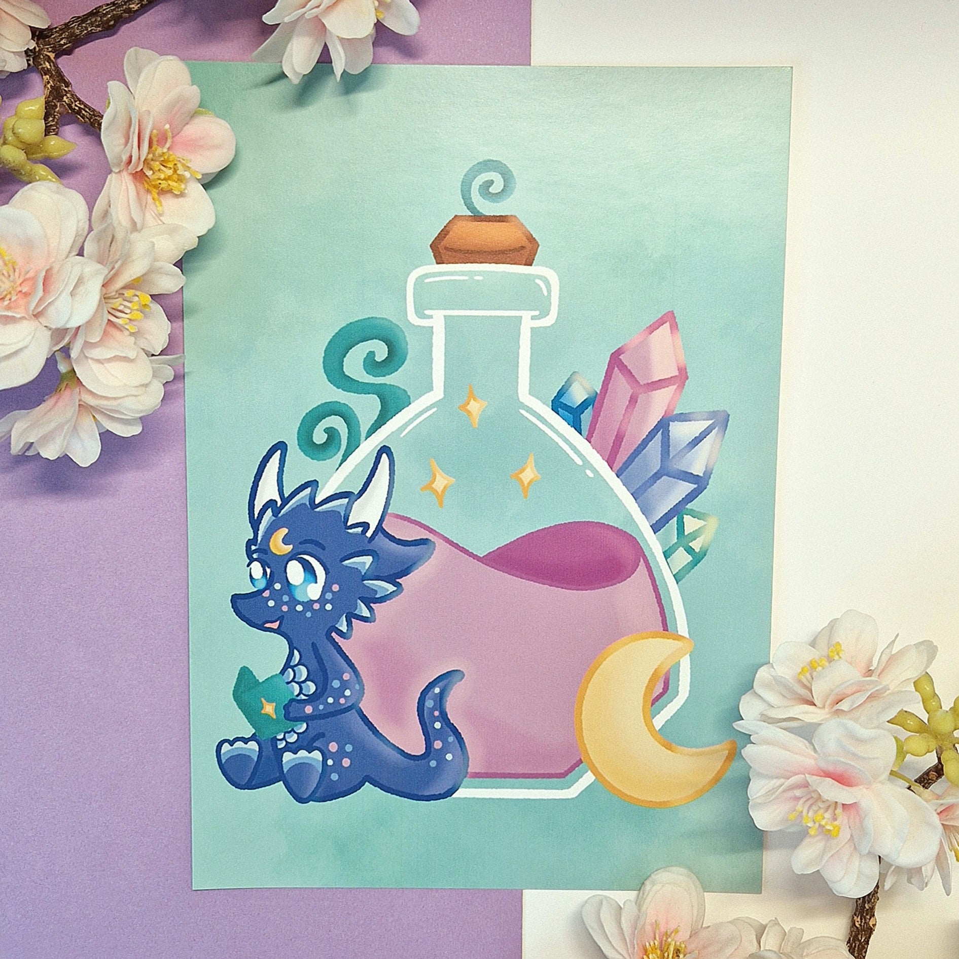 Moon Dragon Potion Art print | A5