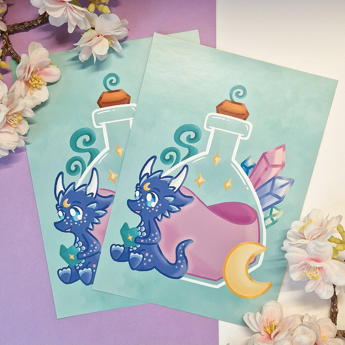 Moon Dragon Potion Art print | A5